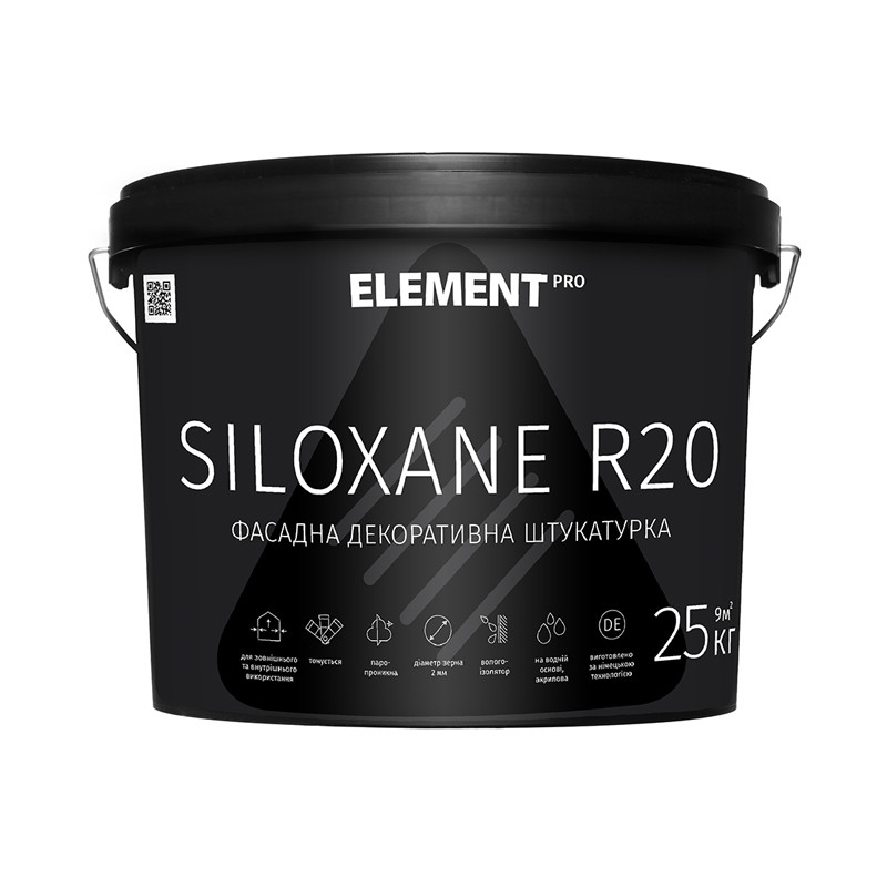 

Фасадная декоративная штукатурка ELEMENT PRO SILOXANE R20 25 кг Белая