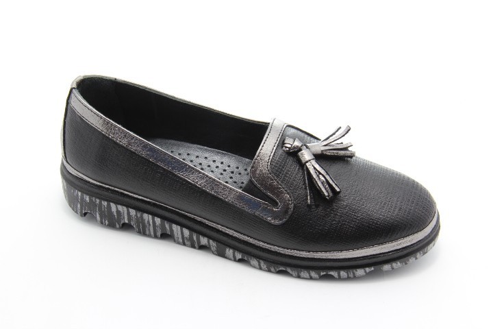 

Мокасины женские ArasShoes 304-Siyah-platin кожаные 39 с резинками на подьеме