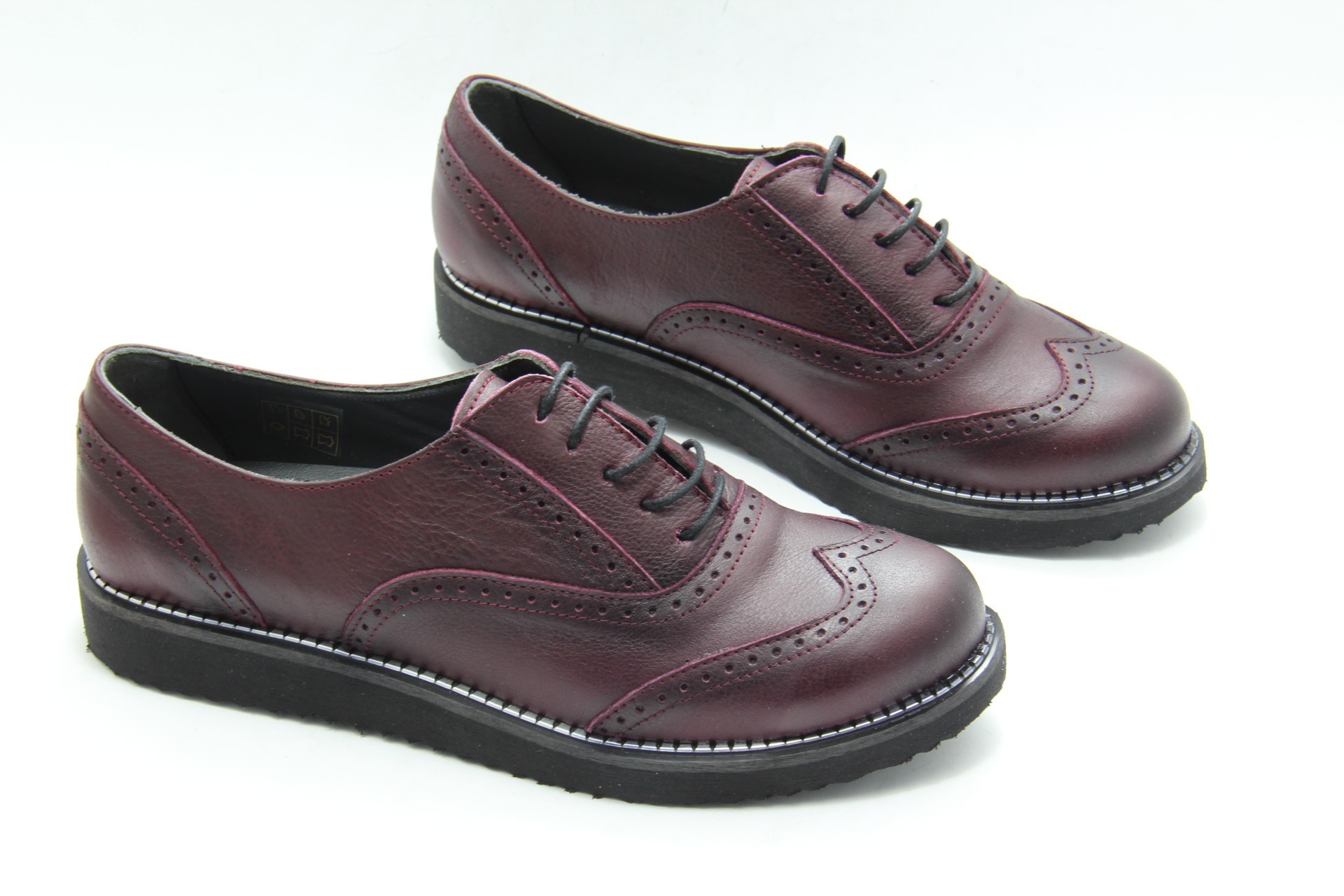 

Туфли женские оксфорды Aras Shoes 108-Bordo кожаные 39 на шнуровке