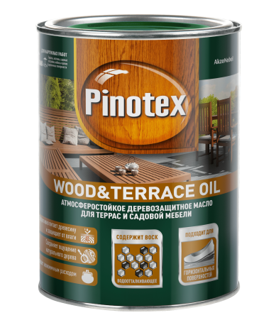 

PINOTEX TERRACE & WOOD OIL Тонируемое атмосферостойкое деревозащитное масло 3 л