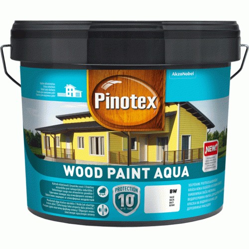 

PINOTEX WOOD PAINT AQUA Краска на водной основе для деревянных фасадов BW, белый 9 л