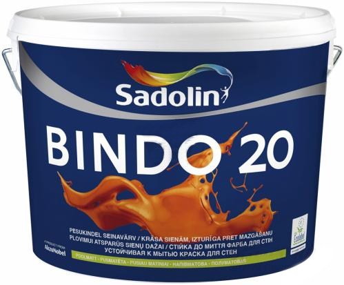 

Краска Sadolin BINDO 20 - полуматовая краска для стен и потолков, белый BW, 10 л.