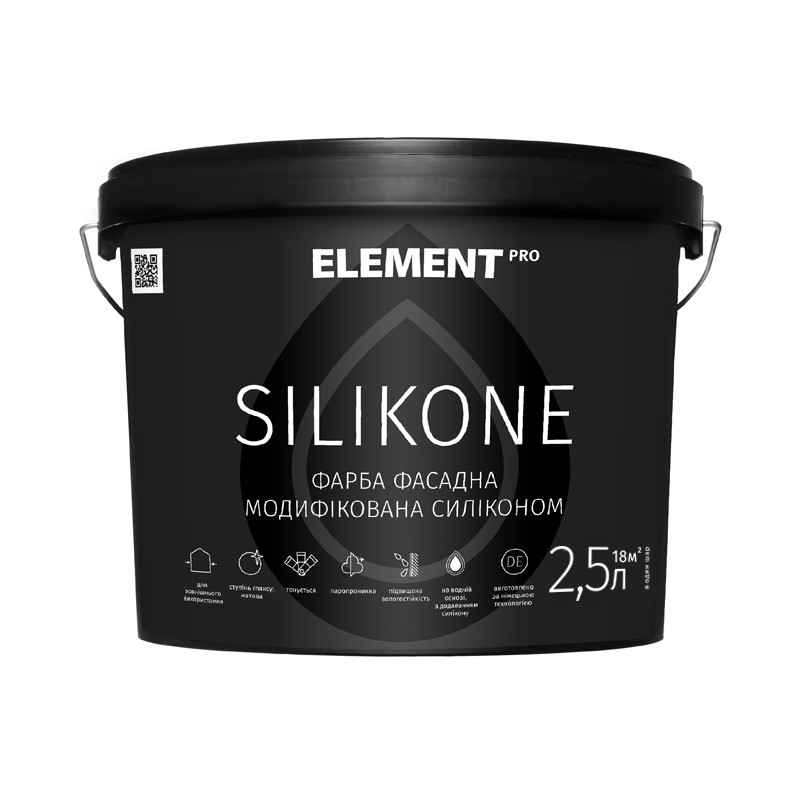 

Фасадная краска ELEMENT PRO SILIKONE, база А 2,5 л