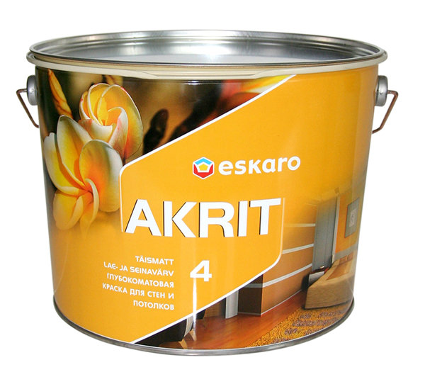 

Краска для стен и потолков Eskaro Akrit 4 Белая 2,85л - в помещениях с нормальными эксплутационными требованиями