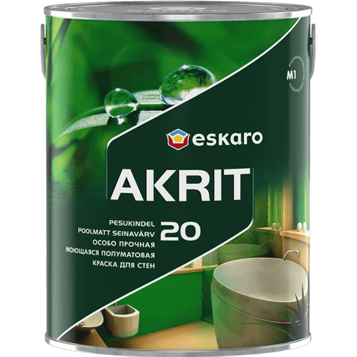 

Краска для стен акрилатная Eskaro Akrit 20 0,95 л Белая, Краска латексная интерьерная, в помещениях с постоянно повышенной влажностью