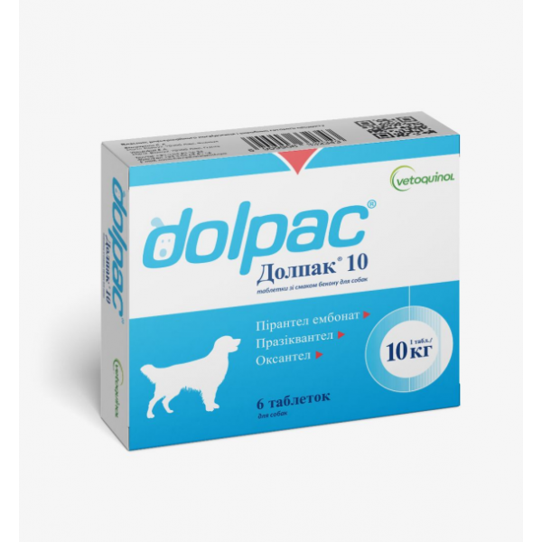 

Таблетки протипаразитарні для собак Dolpac (Долпак) 10 зі смаком бекону 6 шт
