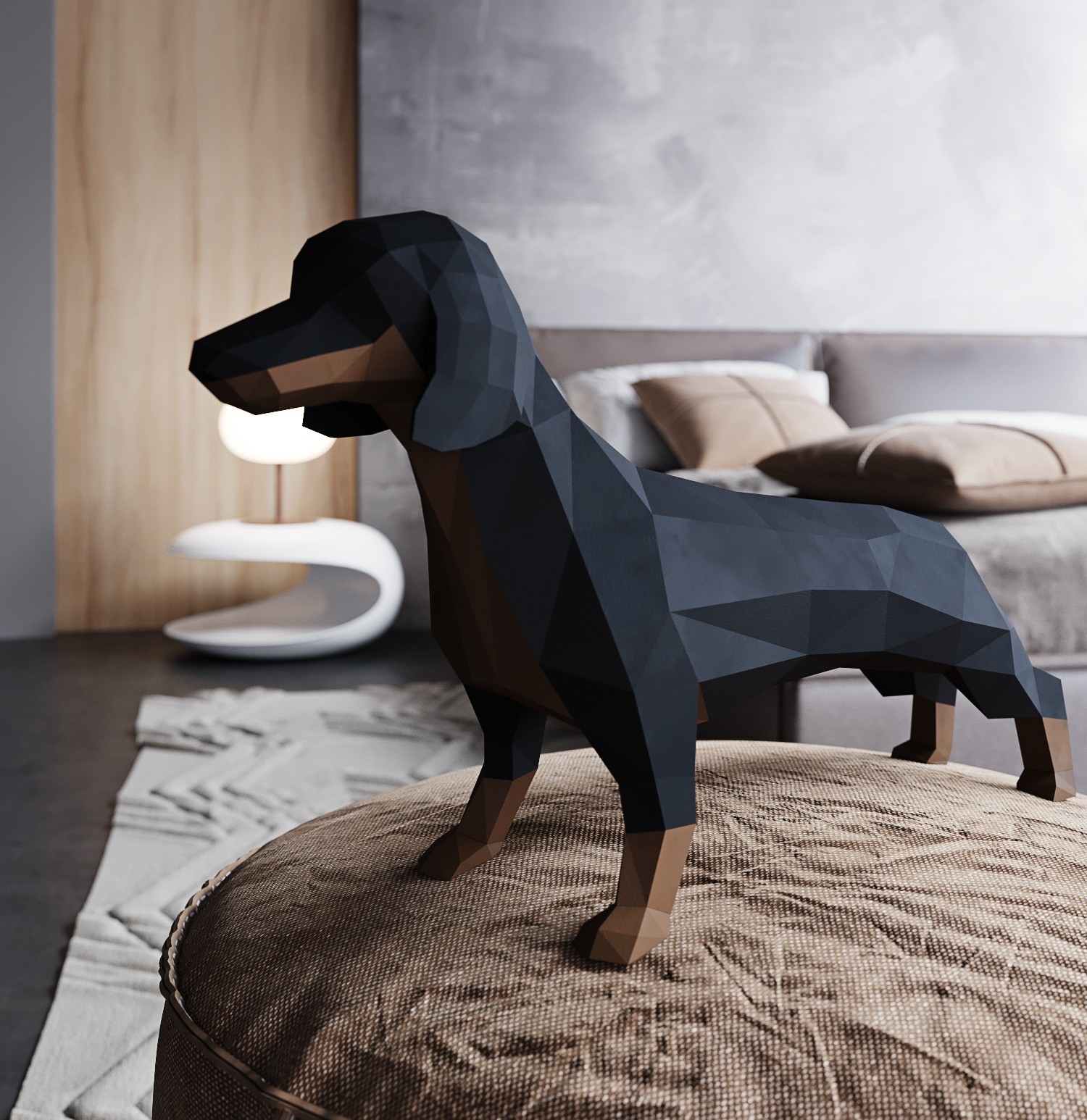 

3D фигура Такса Оригами Papercraft