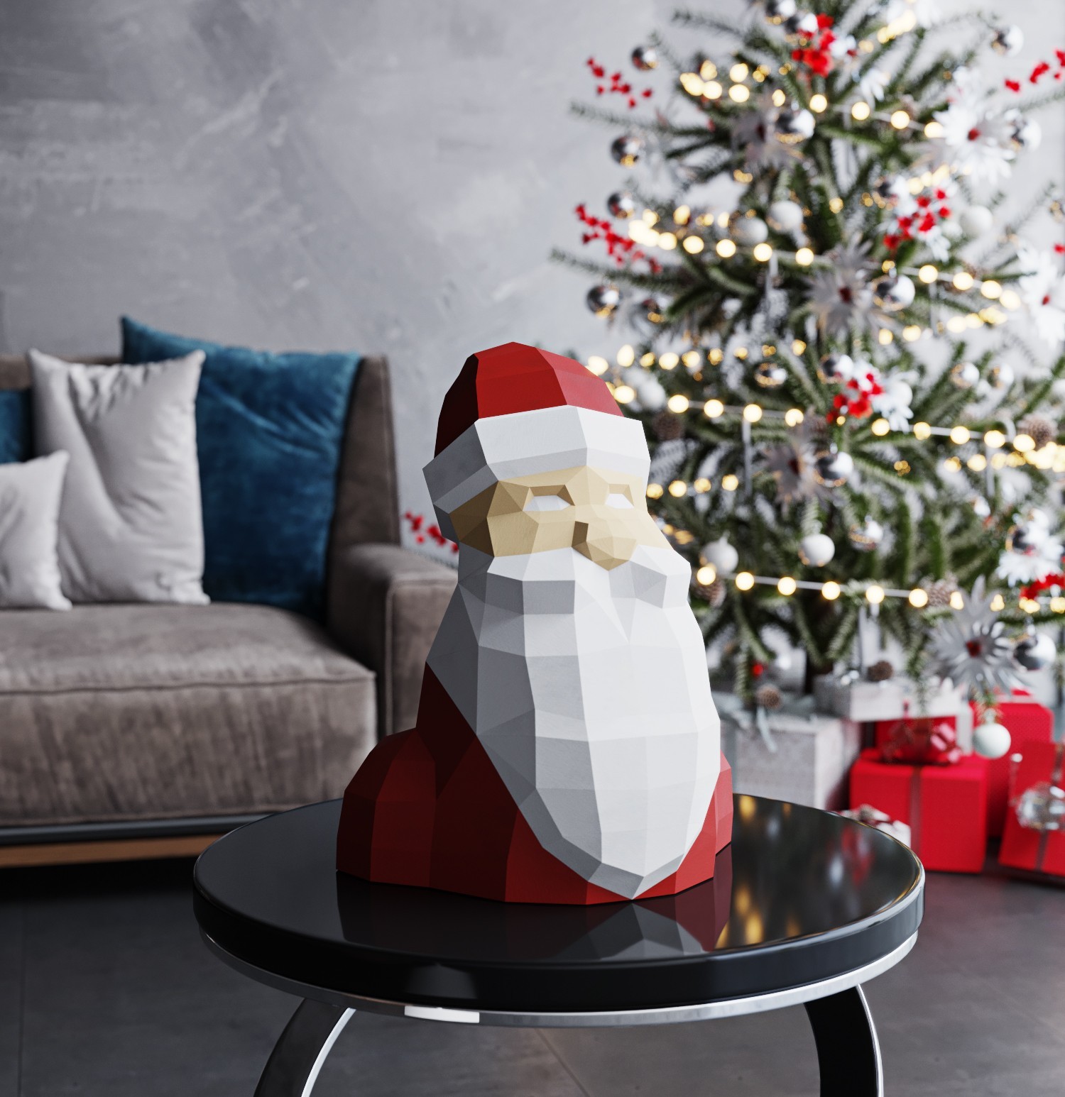 

3D фигура Дед Мороз Оригами Papercraft