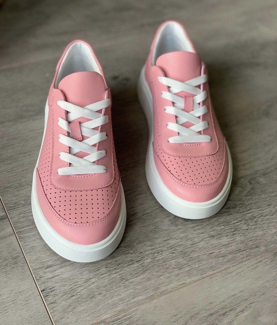 

Кеды кожаные женские Shoozi bench с перфорацией 37 розовые