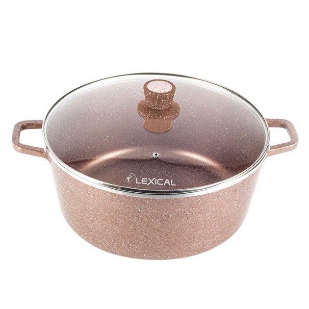 

Кастрюля с крышкой Lexical LM-010214-5 с мраморным антипригарным покрытием 40см Golden