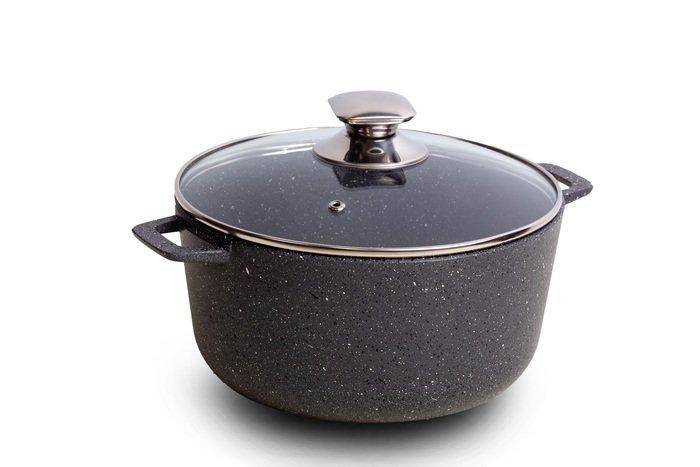 

Кастрюля алюминиевая со стеклянной крышкой, темно- серый гранит V 6000 мл, Ø 260 мм (шт)