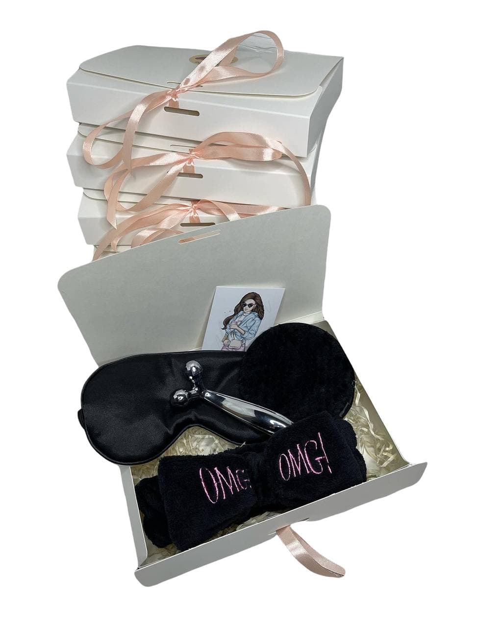 

Подарочный набор косметических аксессуаров Бьюти бокс (Beauty Box) черный из 5 предметов