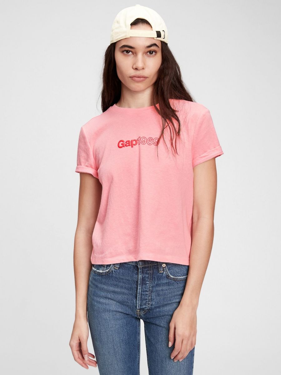 

Женская летняя футболка GAP 1159758834 (Розовый, L)