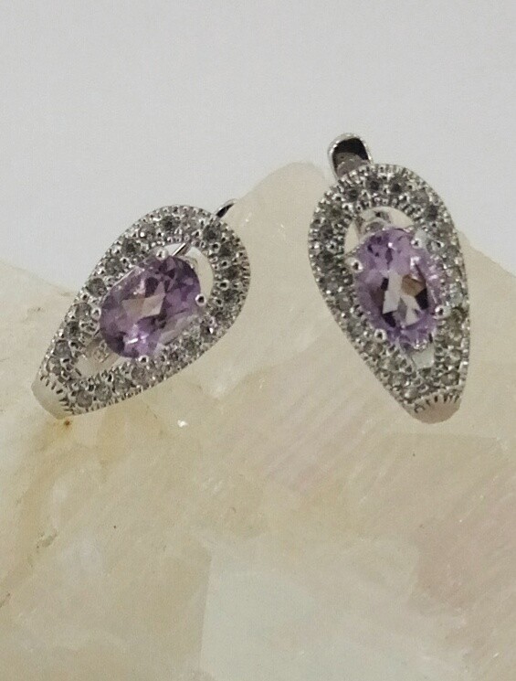 

Серьги из серебра с аметистами и куб. цирконами