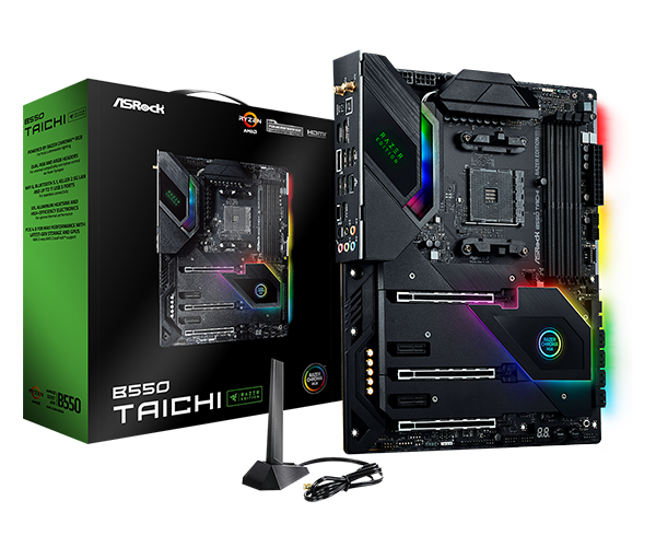 

Материнская плата ASROCK B550 TAICHI RAZER EDITION AM4 4x DDR4 3x PCIe 4.0 x16 2x PCIe 3.0 x1 8x SATA3 HDMI DisplayPort 7.1 CH HD Audio ATX MB