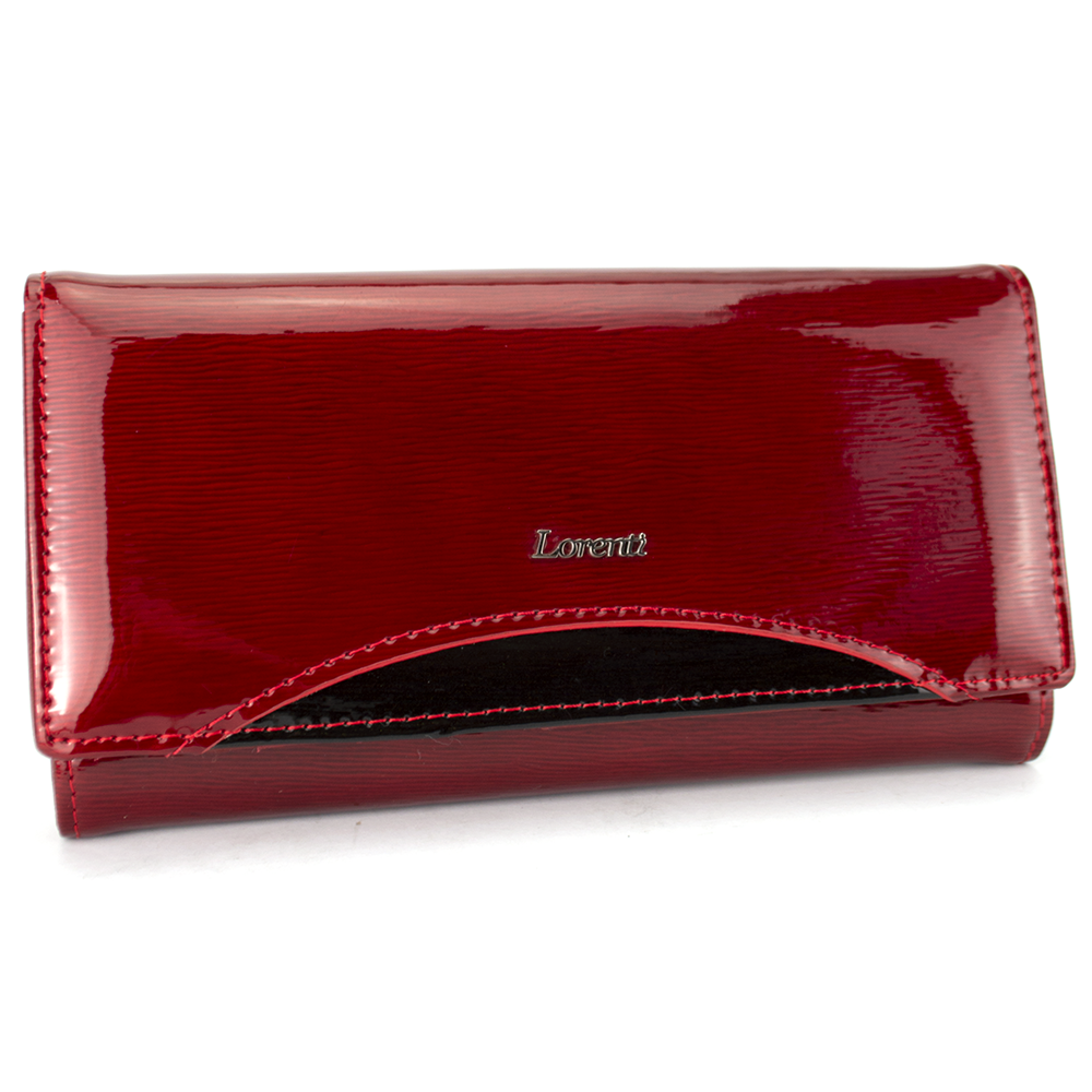 

Женский кожаный лаковый кошелек красный LORENTI 72037-SHW red