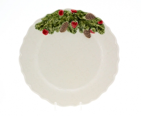 

Тарелка столовая "Рождественская корона" 29см, белая, Bordallo Pinheiro, 6520328, COROA NATAL