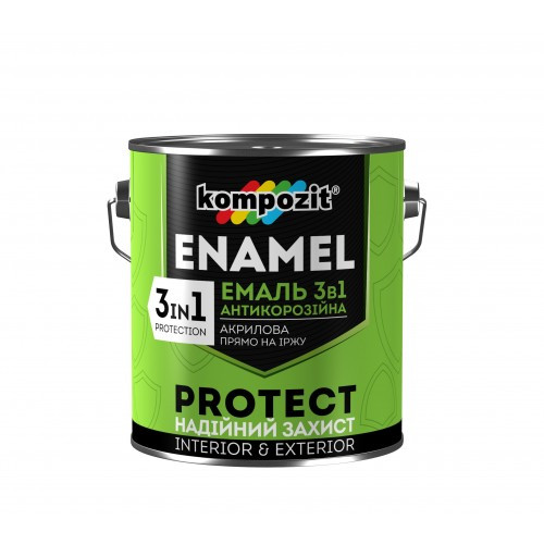 

Эмаль антикоррозийная Kompozit 3 в 1 PROTECT 0.75кг Черная (4820085742284)