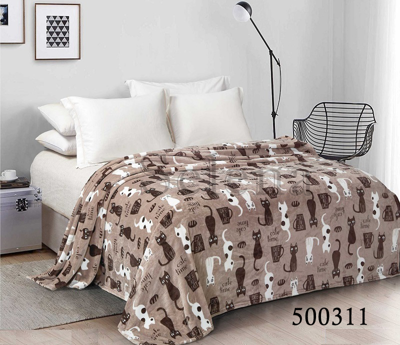 

Плед Selena Велсофт Кофейные котята евро 500311