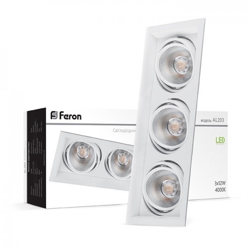 

Карданный светильник Feron AL203 3xCOB 12W белый