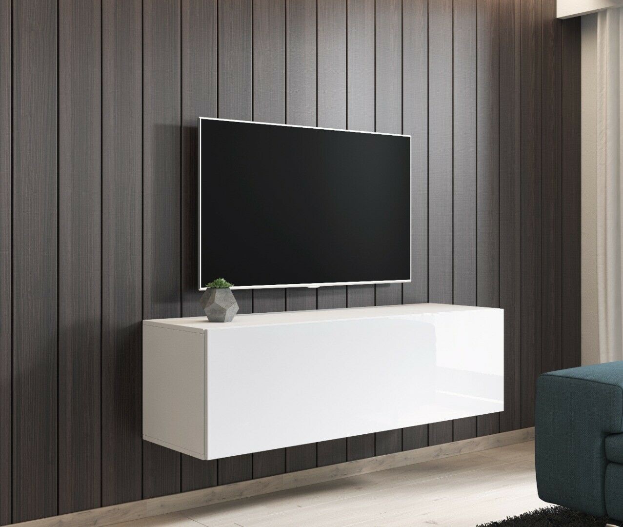 

Тумба под телевизор TVshka Vivo 100 LED 100x40x38 см белый/белый глянец