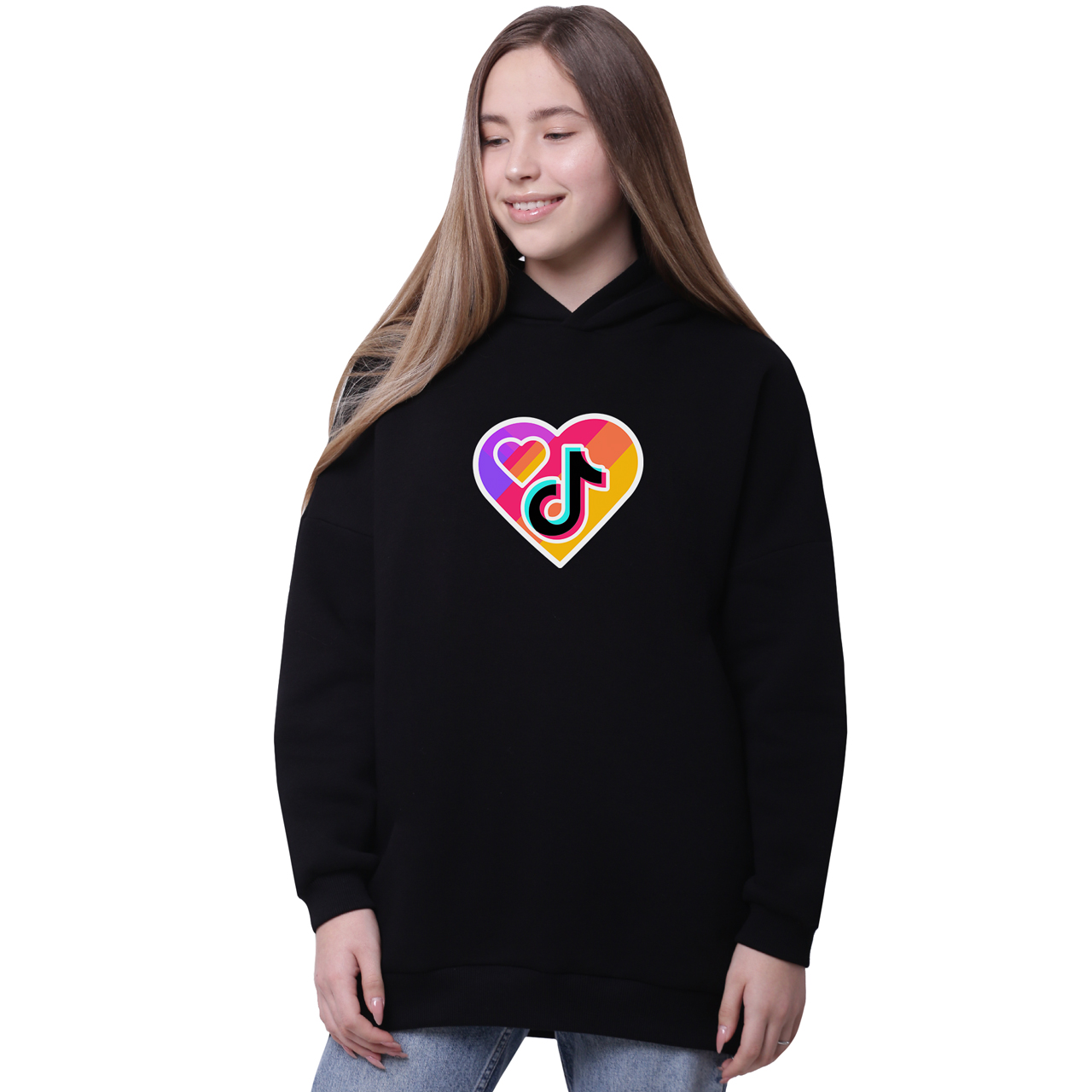 

Худи для девочек удлиненный ТикТок (TikTok) Черный (35962-1559-2) 140 см