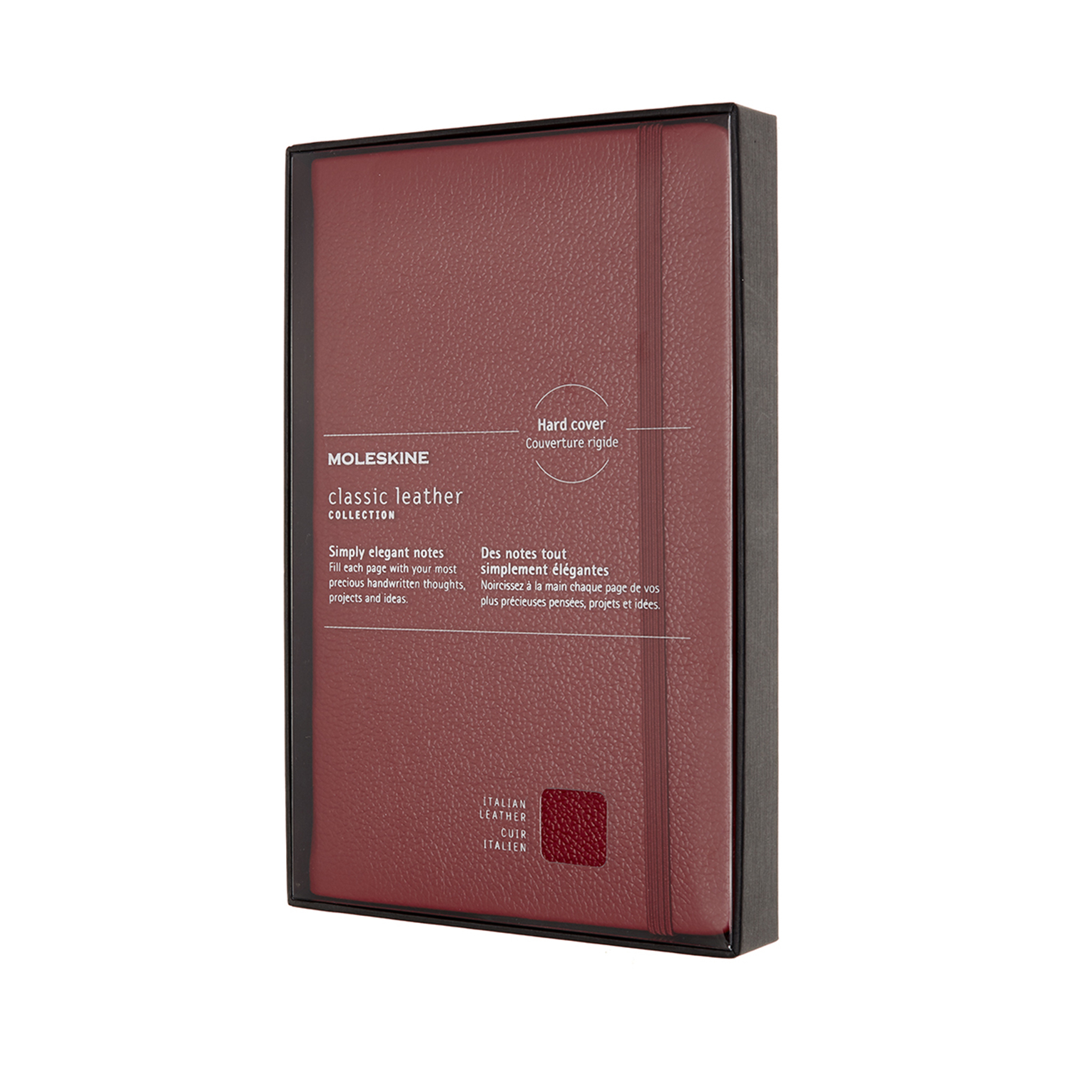 

Записник Moleskine Leather середній / Лінійка Бордо + прозорий бокс (8053853605948)