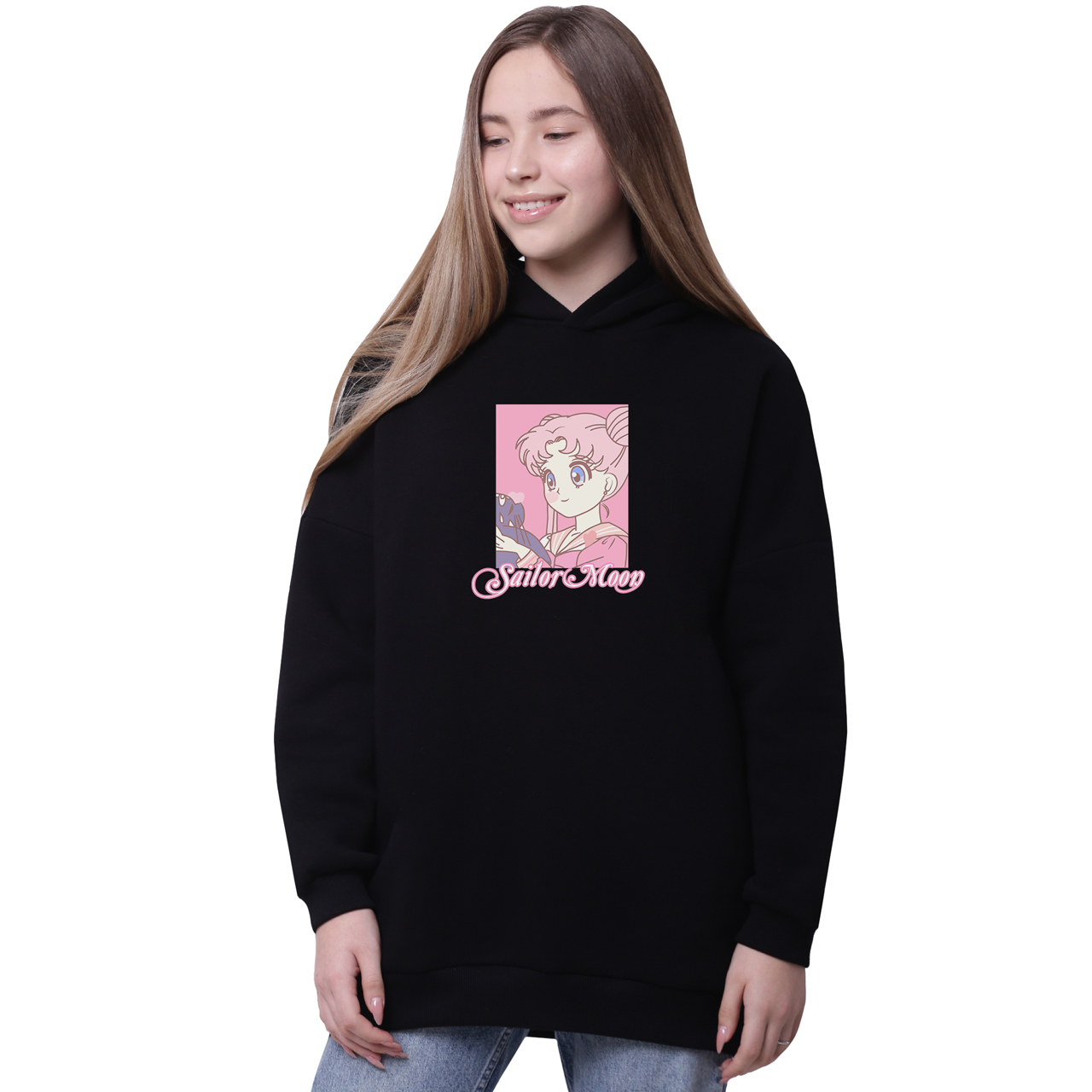 

Худи для девочек удлиненный Сейлор Мун (Sailor Moon) Черный (35962-2914-7) 170 см