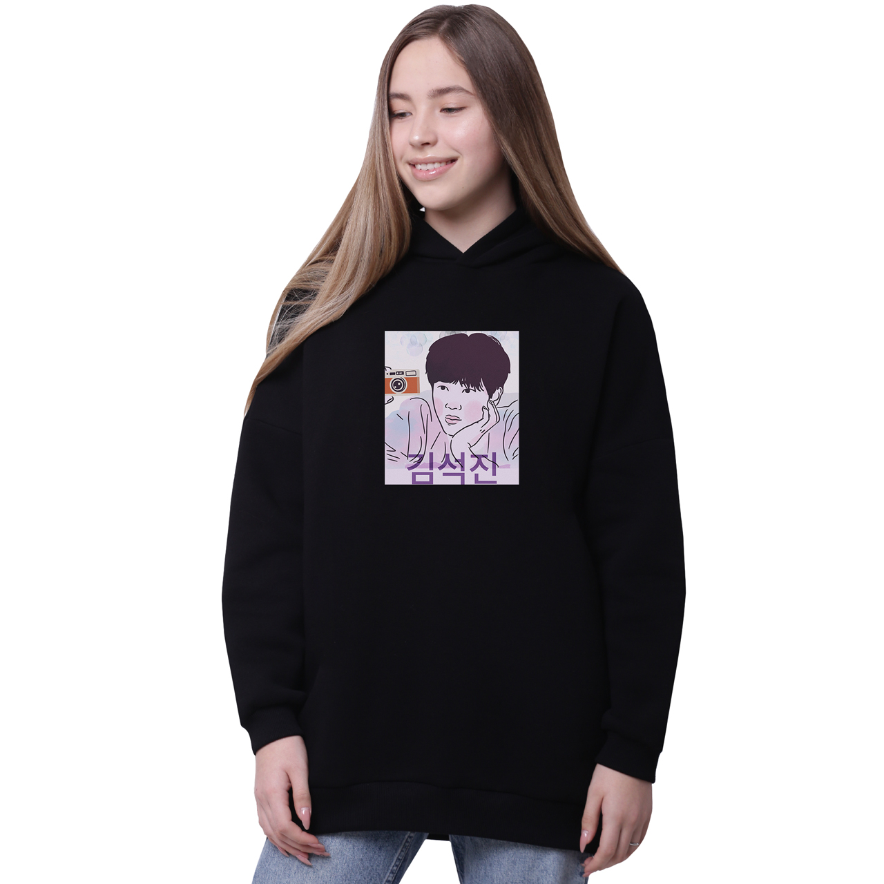 

Худи для девочек удлиненный БТС (BTS) Черный (35962-3259-8) 176 см