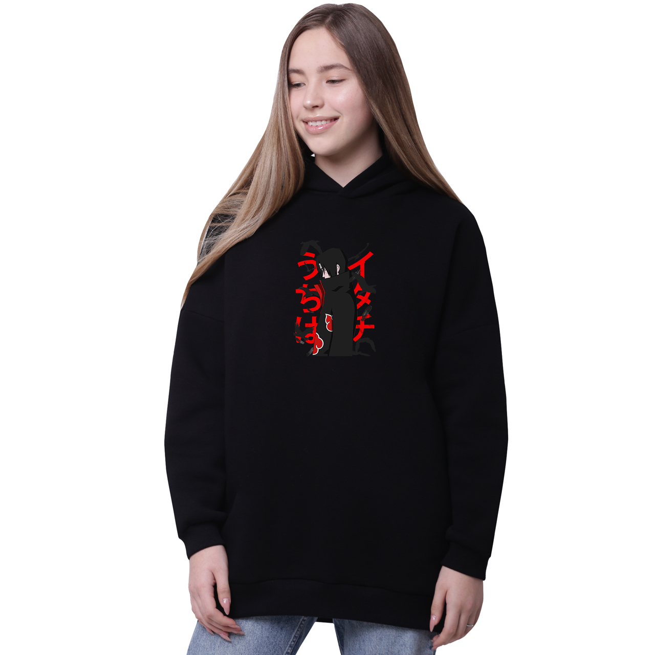 

Худи для девочек удлиненный Итачи Учиха Наруто (Itachi Uchiha) Черный (35962-2817-1) 134 см