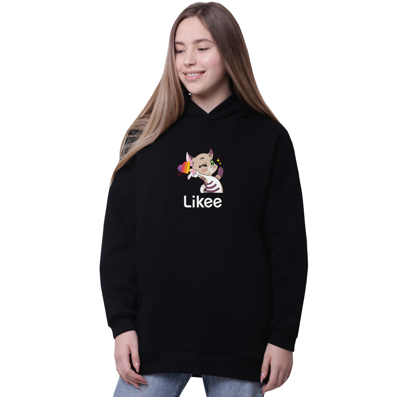 

Худи для девочек удлиненный Лайк Котик (Likee) Черный (35962-1032-3) 146 см