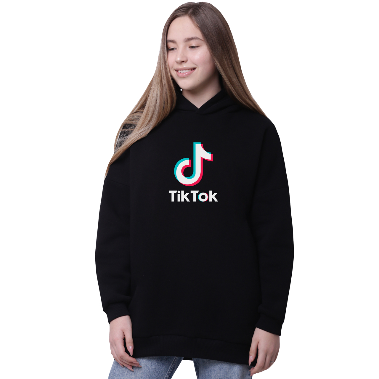 

Худи для девочек удлиненный ТикТок (TikTok) Черный (35962-1389-7) 170 см