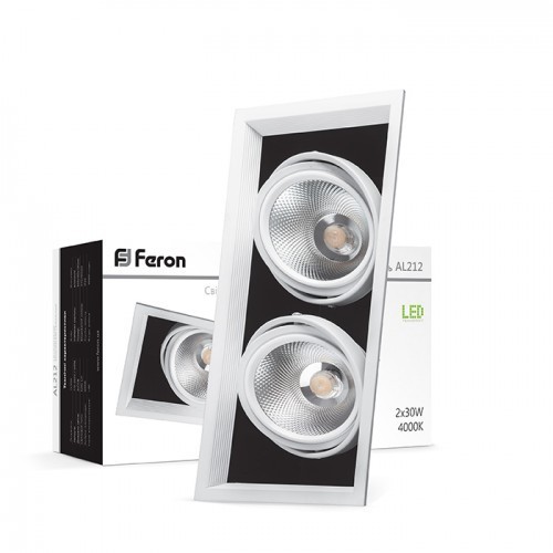 

Карданный светильник Feron AL211 2xCOB 30W белая рамка