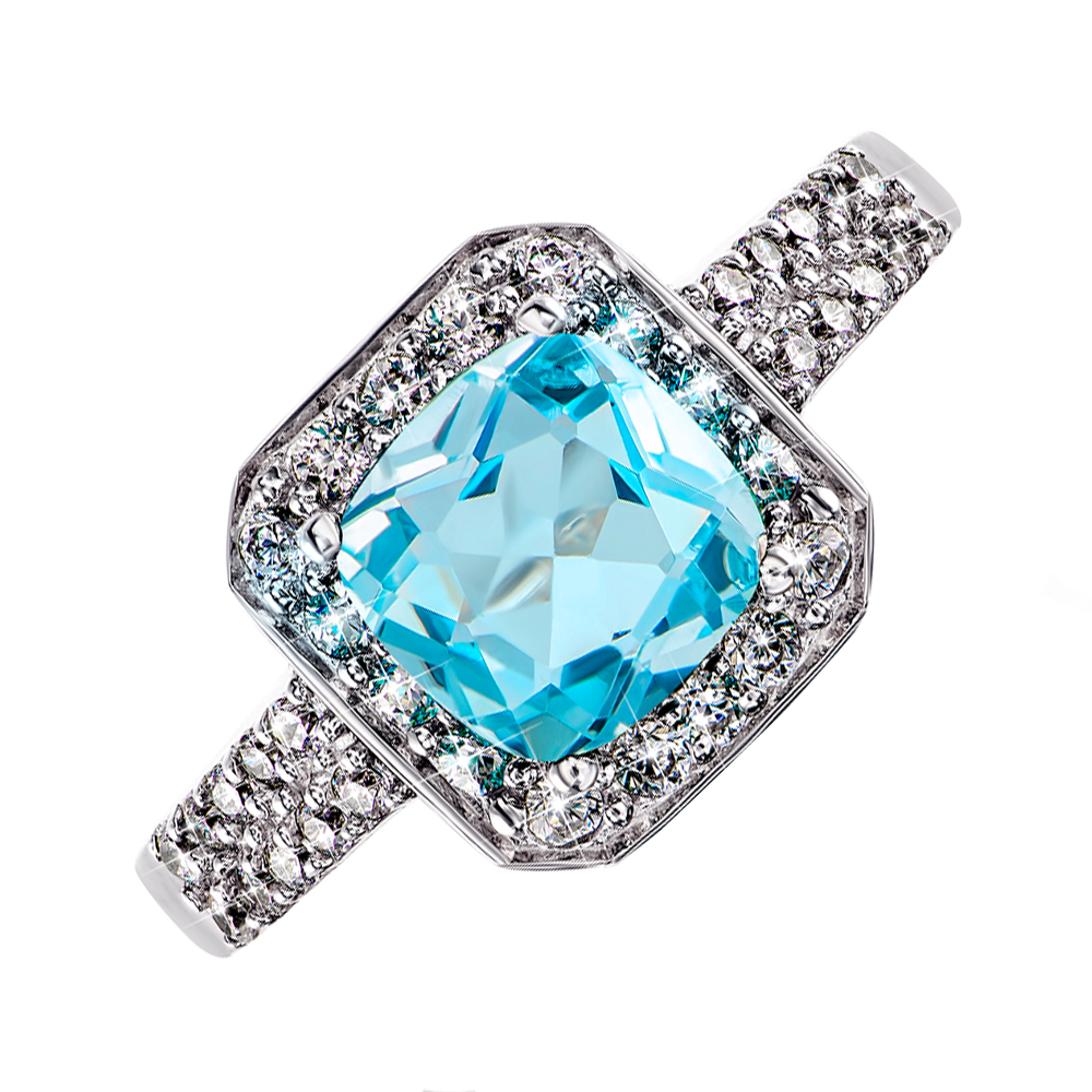 

Серебряное кольцо с топазом и фианитами 000146819 18 размера