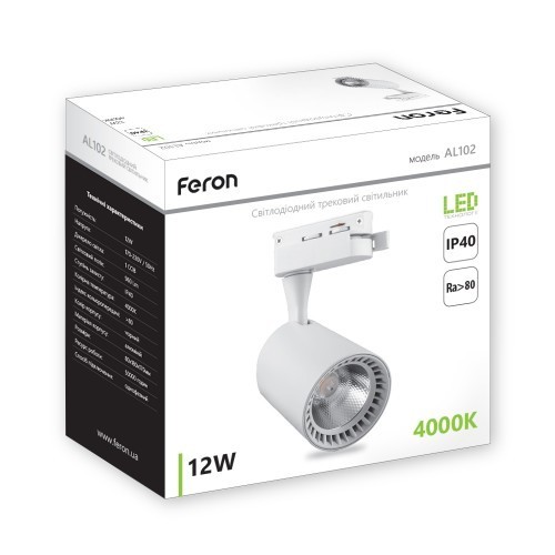 

Трековый светильник Feron AL102 12W 960 Lm 4000 K белый