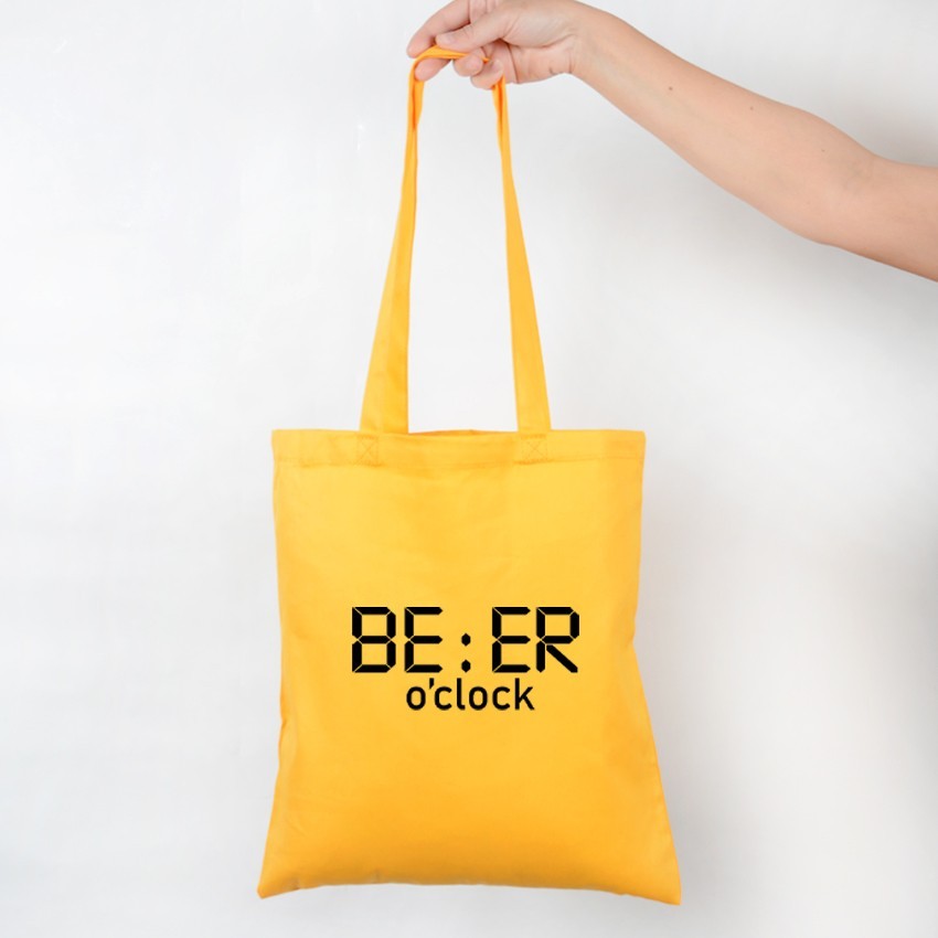 

Эко сумка шоппер желтая с принтом “Beer o’clock”