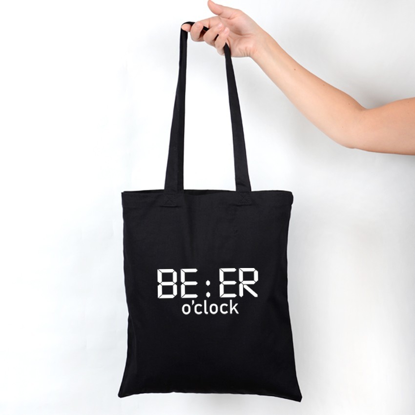 

Эко сумка шоппер черная с принтом “Beer o’clock”