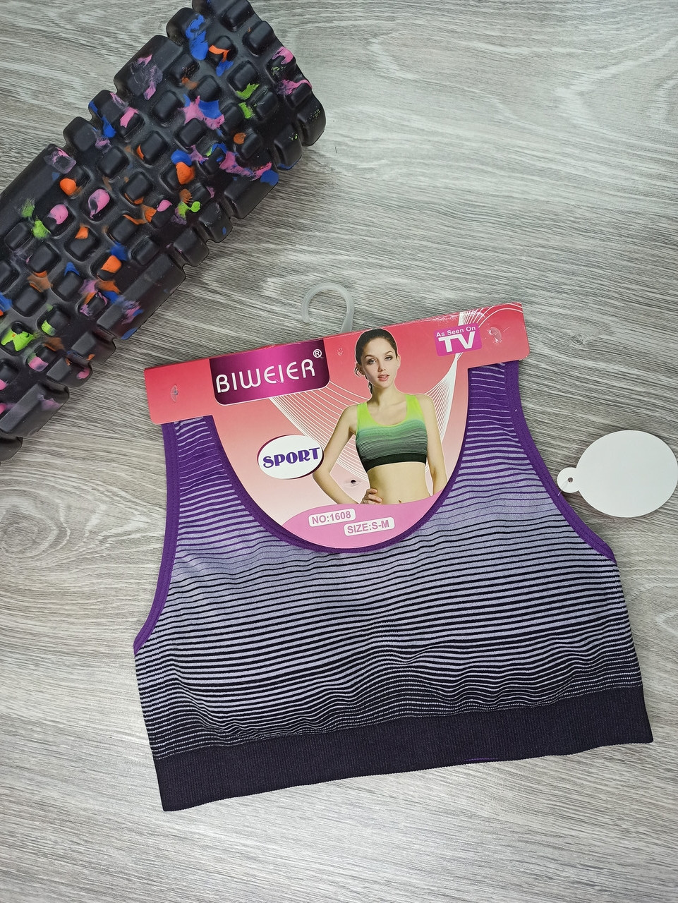 

Топ спортивный для йоги и фитнеса в полоску Biweir L-XL фиолетовый (1608)
