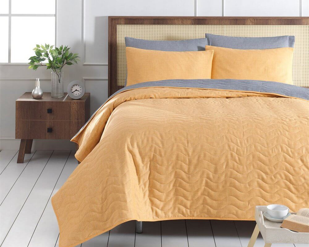 

Покрывало стеганое Eponj Home MaxiColor Sarı 160х220 с наволочкой 50х70
