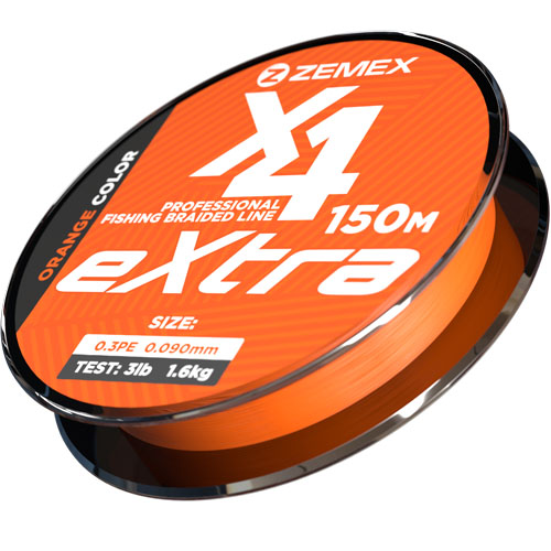 

Шнур ZEMEX EXTRA X4 150 м 0.09 мм 1.6 кг orange ультралайт (6912084001009)