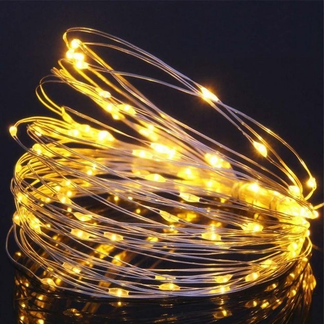 

Гирлянда нить светодиодная капля росы String Light 15м 200 LED 220V золотая