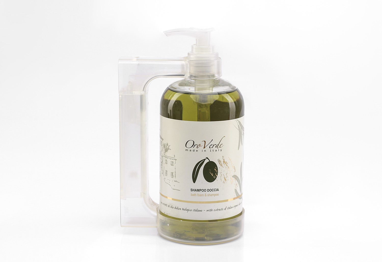 

Помповый диспенсер, 500 мл Oro Verde made in Italy + держатель