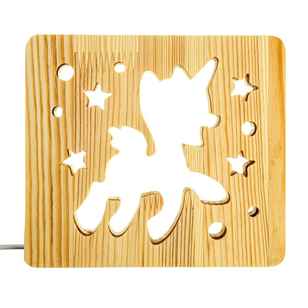 

Светильник ночник ArtEco Light из дерева LED "Пони-единорог" с пультом и регулировкой цвета, двойной RGB