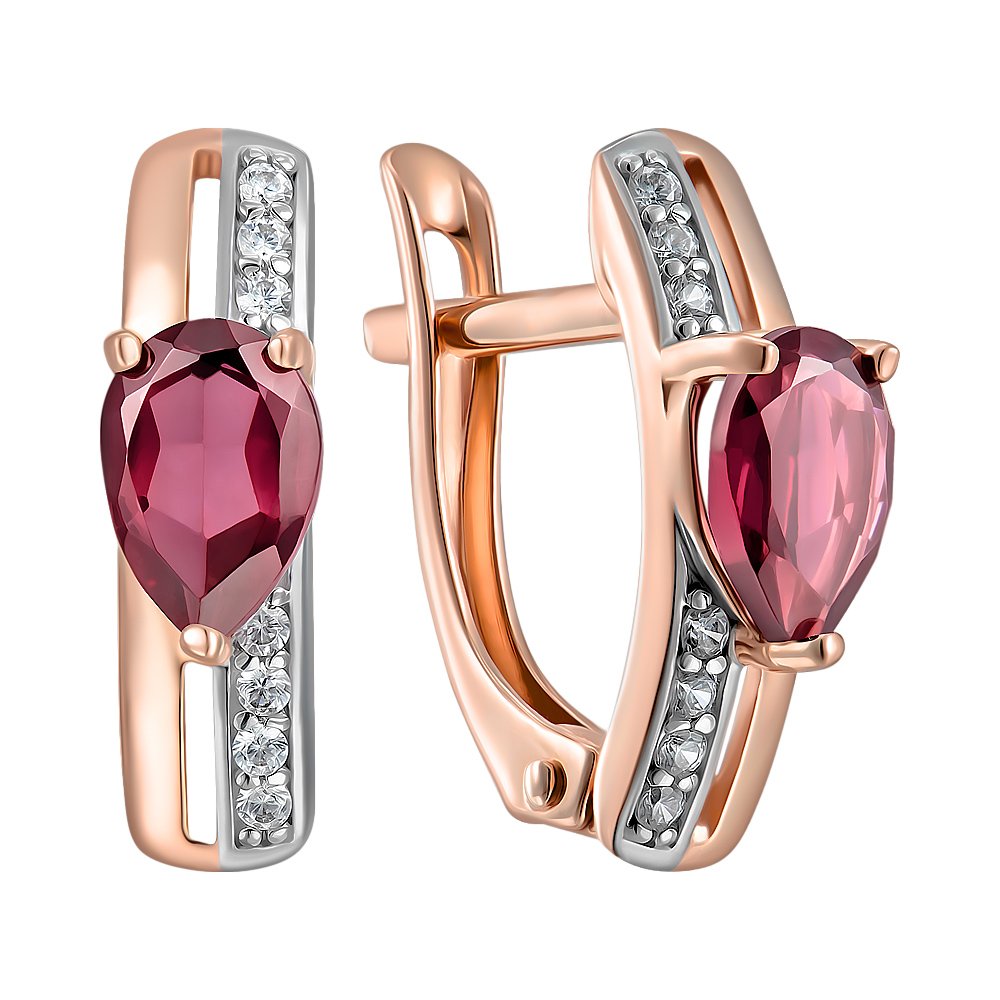 

Серьги из красного золота с родолитом и фианитами 000152139