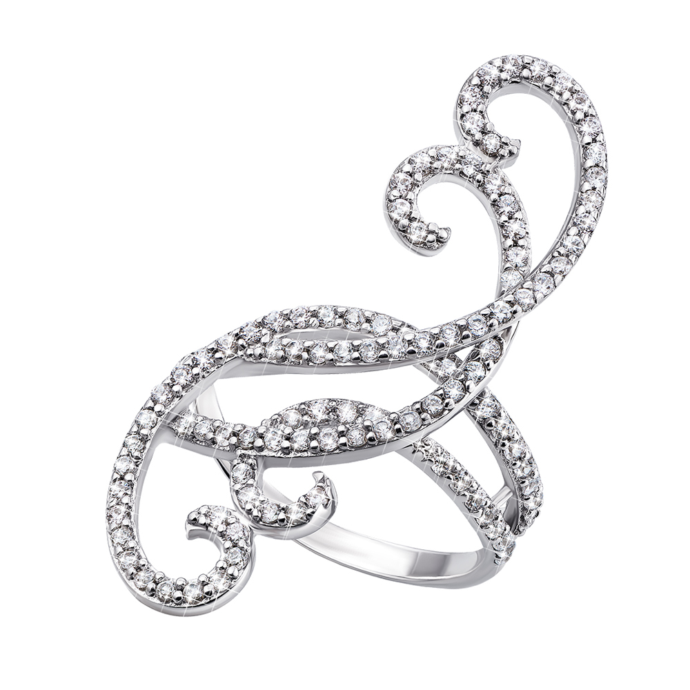 

Серебряное кольцо с фианитами 000137239 17.5 размера