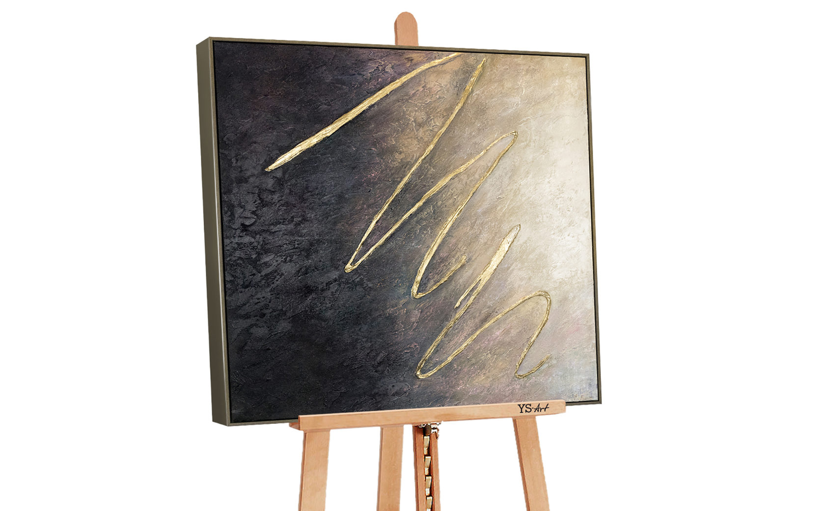 

Картина ручной работы с абстракцией в темных тонах, акриловыми красками с золотой поталью на холсте, «Сквозь звезды», 90×90 см