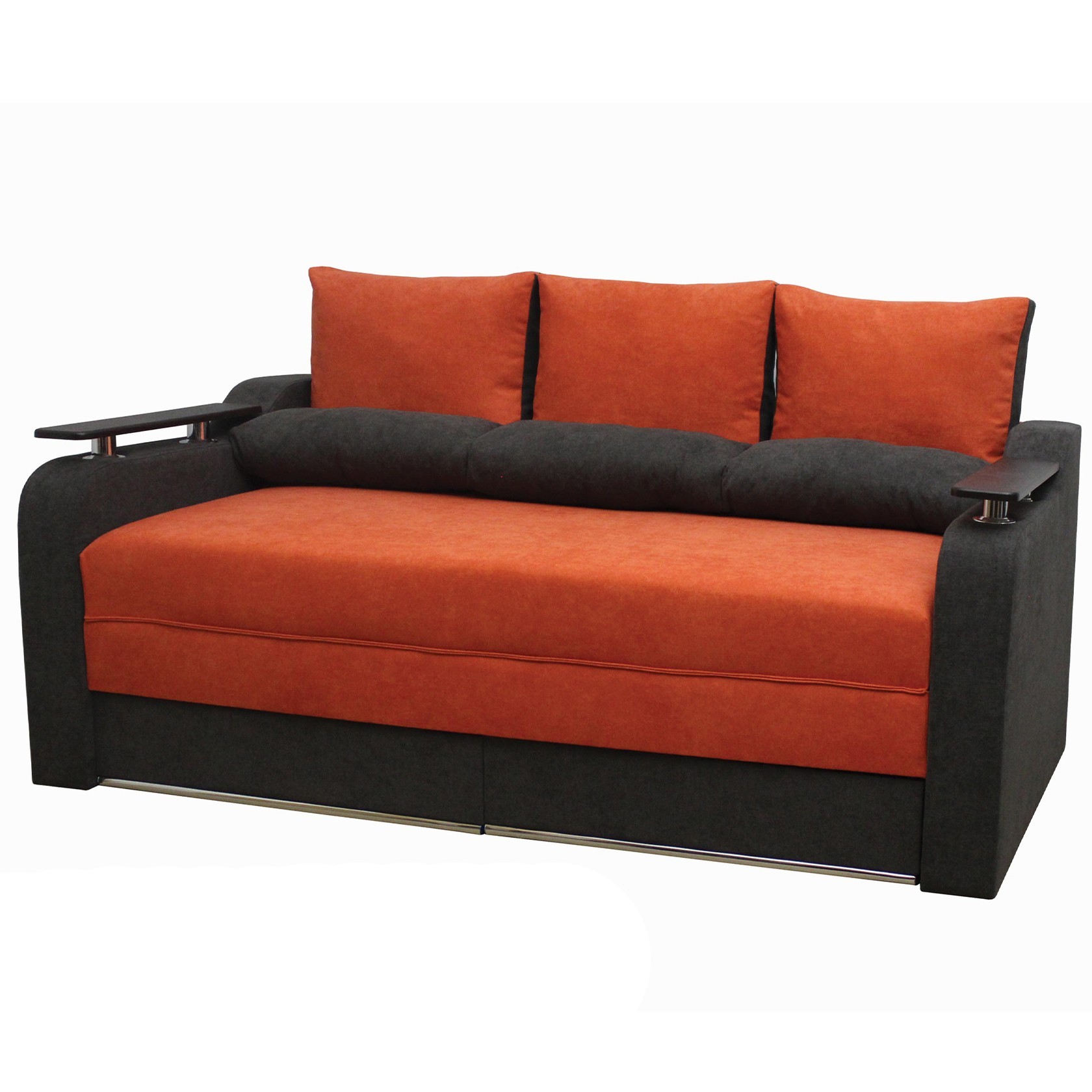 

Прямой диван Лотос-Браво (Мебель Софиевки) Оранжевый + черный 105х210 см 11120_97