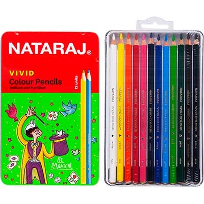

Карандаши цветные Nataraj Vivid (триугол) 12 кол, в мет. пенале 201250021