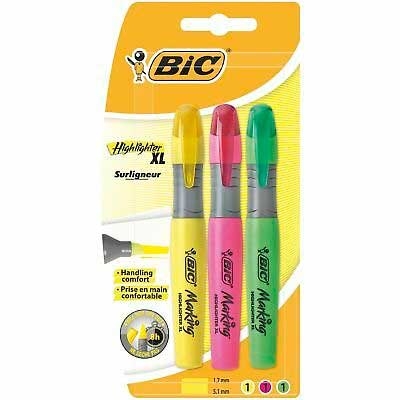 

Текст-маркер BIC"Хайлайтер. XL", асорті, 3 шт в блістері bc891405
