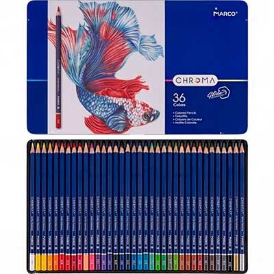 

Карандаши цветные 36 цв Marco Chroma шестигранные в металл. кейсе 8010-36TN